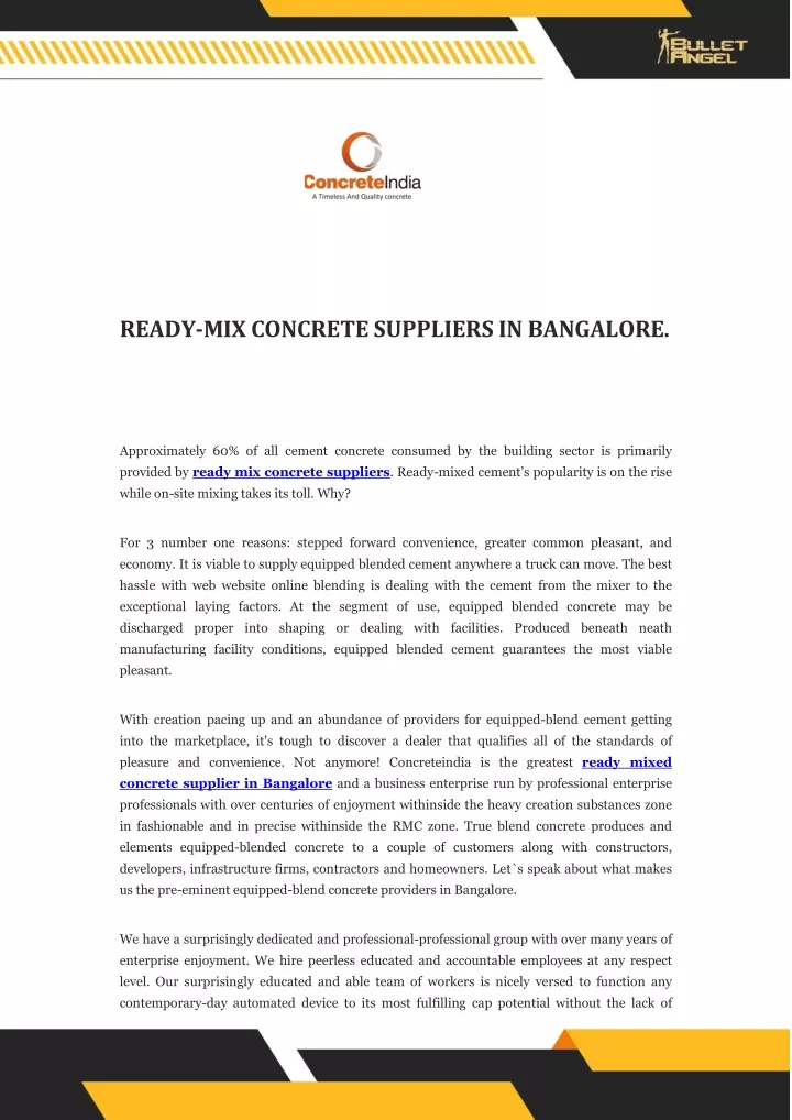 ready mixconcretesuppliersin bangalore