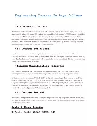 engineering courses in arya college