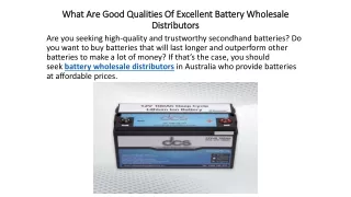 What Are Good Qualities Of Excellent Battery Wholesale Distributors