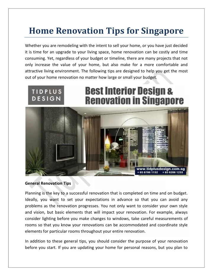 home renovation tips for singapore