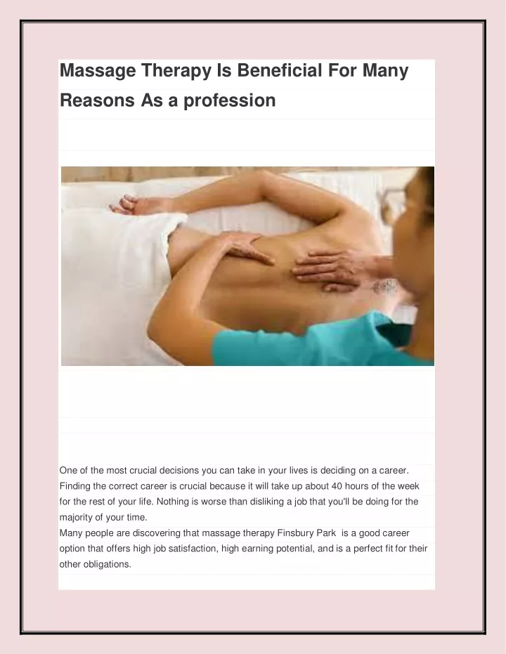 massage therapy is beneficial for many reasons