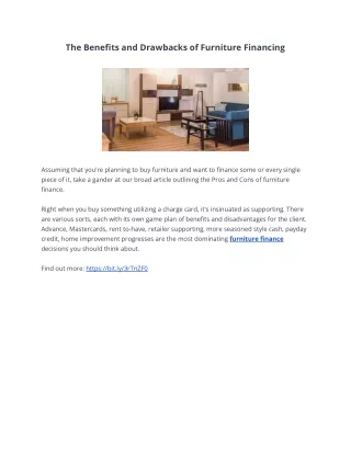 the benefits and drawbacks of furniture financing