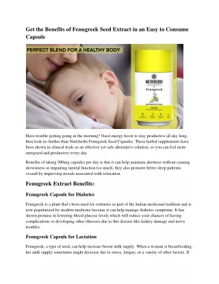 get the benefits of fenugreek seed extract