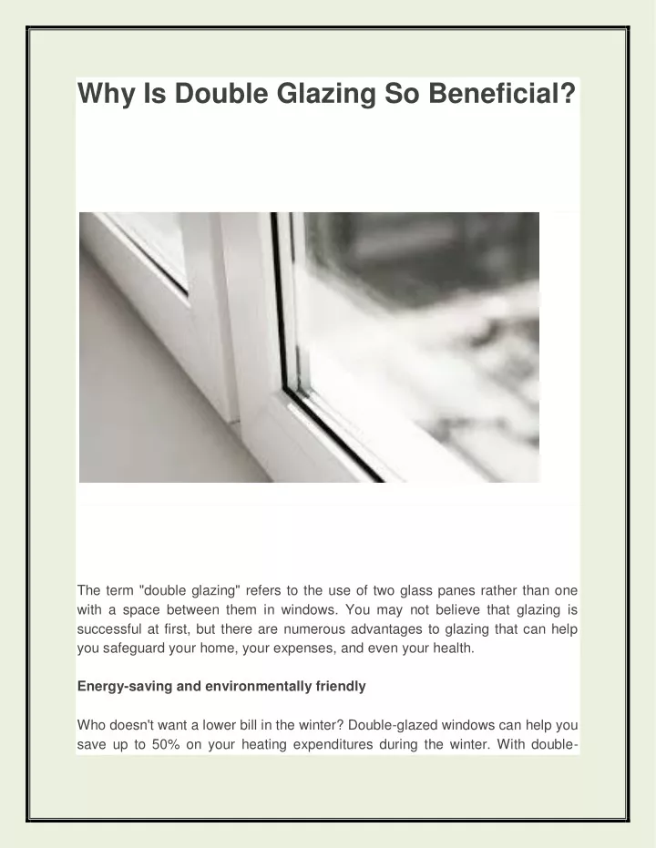 why is double glazing so beneficial