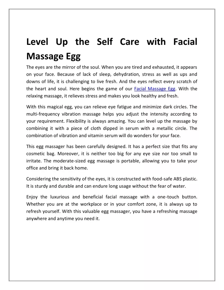 level up the self care with facial massage egg
