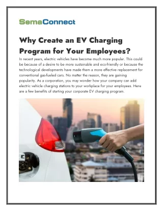Why Create an EV Charging Program for Your Employees