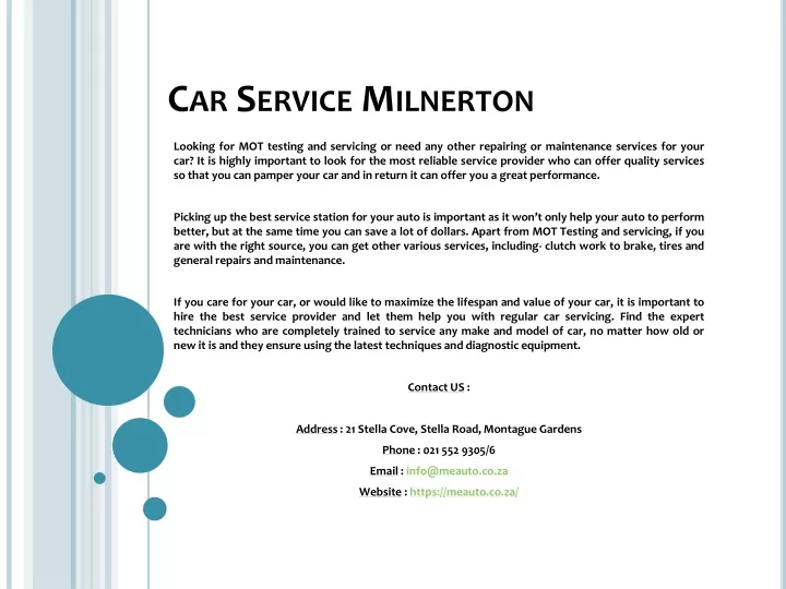 car service milnerton