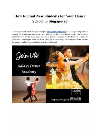 How to find new students for your dance school in Singapore_