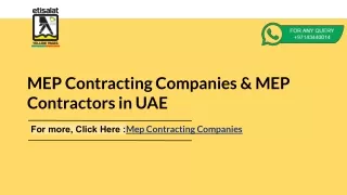 MEP Contracting Companies & MEP Contractors in UAE