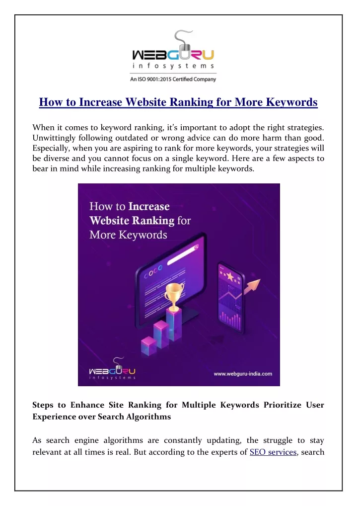 how to increase website ranking for more keywords