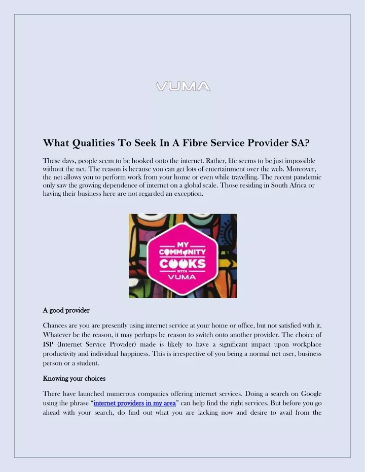 what qualities to seek in a fibre service