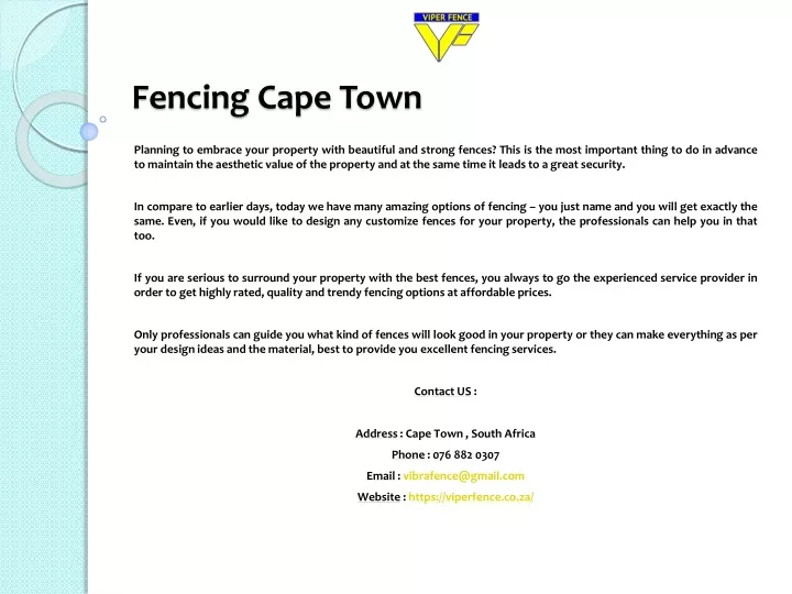 fencing cape town