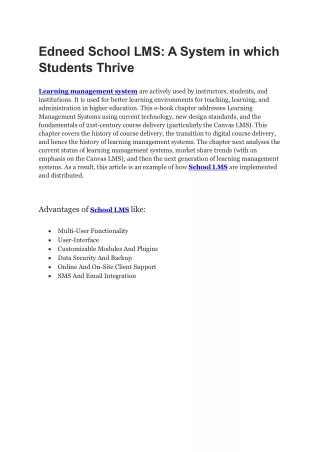 edneed school lms a system in which students
