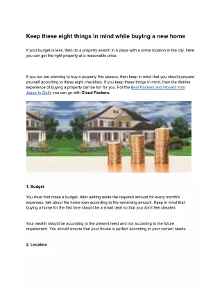 Keep these eight things in mind while buying a new home