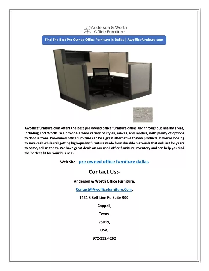 find the best pre owned office furniture