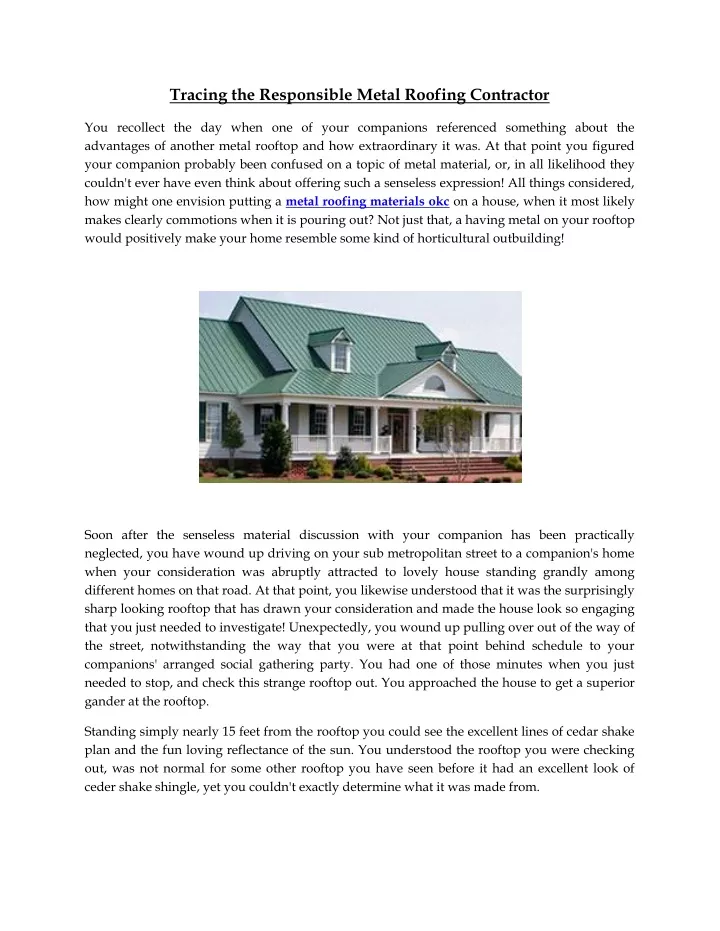 tracing the responsible metal roofing contractor