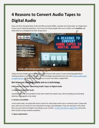 Advantages of Converting Audio Tapes to Digital Audio