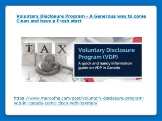 Voluntary Disclosure Program - A Generous way to come Clean and have a Fresh start
