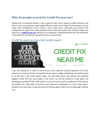 why do people search for credit fix near me