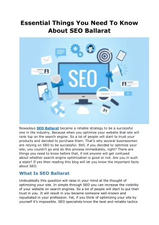Essential Things You Need To Know About SEO Ballarat