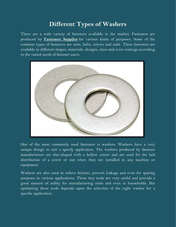 different types of washers