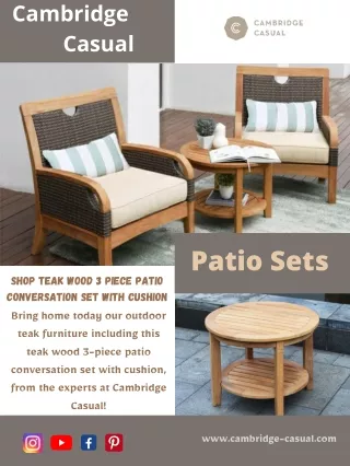 Shop Teak Wood 3 Piece Patio Conversation Set with Cushion