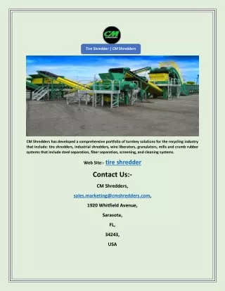 tire shredder cm shredders