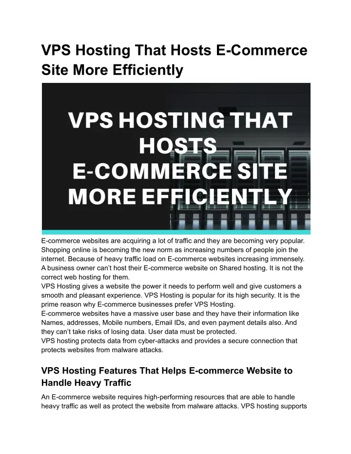 vps hosting that hosts e commerce site more