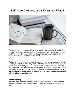 self care practices in an uncertain world