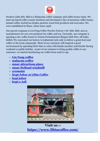 product libta sdn bhd is a malaysian coffee