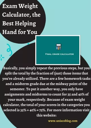 Exam Weight Calculator, the Best Helping Hand for You