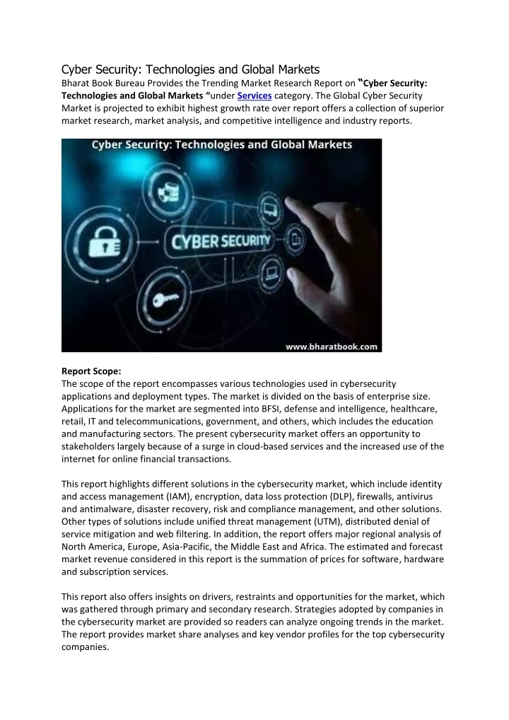 cyber security technologies and global markets