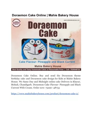 Doraemon Cake Online | Mahie Bakery House