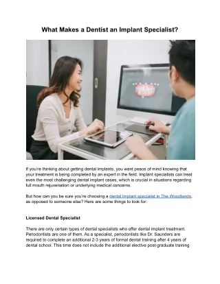 What Makes a Dentist an Implant Specialist