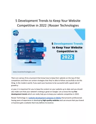 5 Development Trends to Keep Your Website Competitive in 2022- Roozer Technologies
