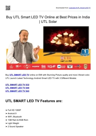 Buy UTL Smart LED TV Online at Best Prices in India