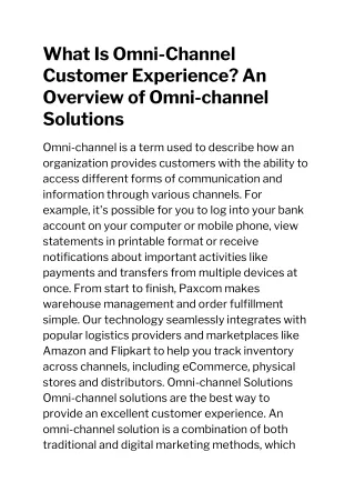 what is omni channel customer experience