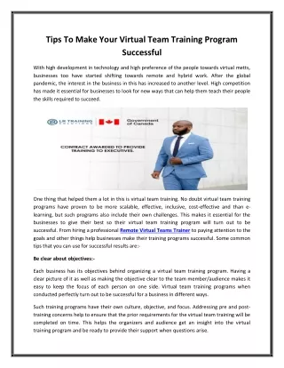 Tips To Make Your Virtual Team Training Program Successful
