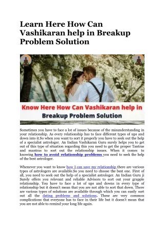 learn here how can vashikaran help in breakup problem solution