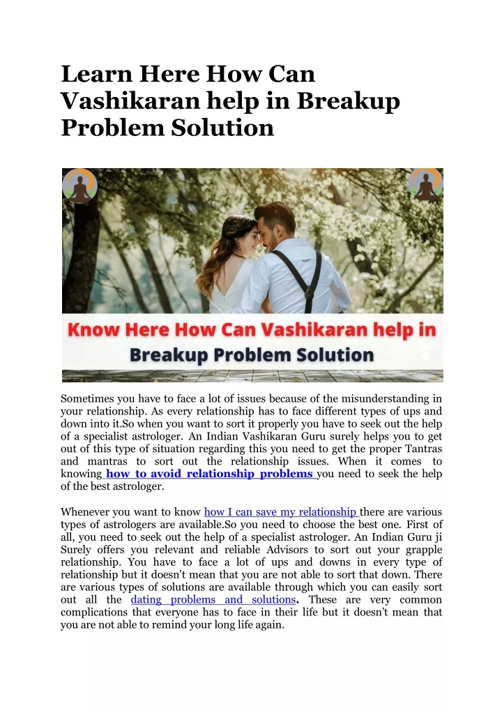 learn here how can vashikaran help in breakup problem solution