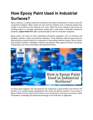 How Epoxy Paint Used in Industrial Surfaces.