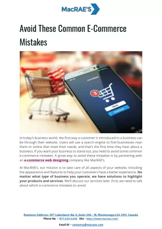 Avoid These Common E-Commerce Mistakes