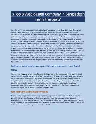 Is Top 8 Web design company in Bangladesh really the best