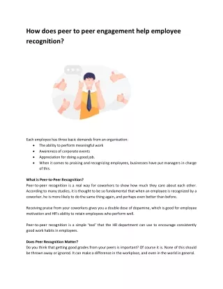 How does peer to peer engagement help employee recognition?