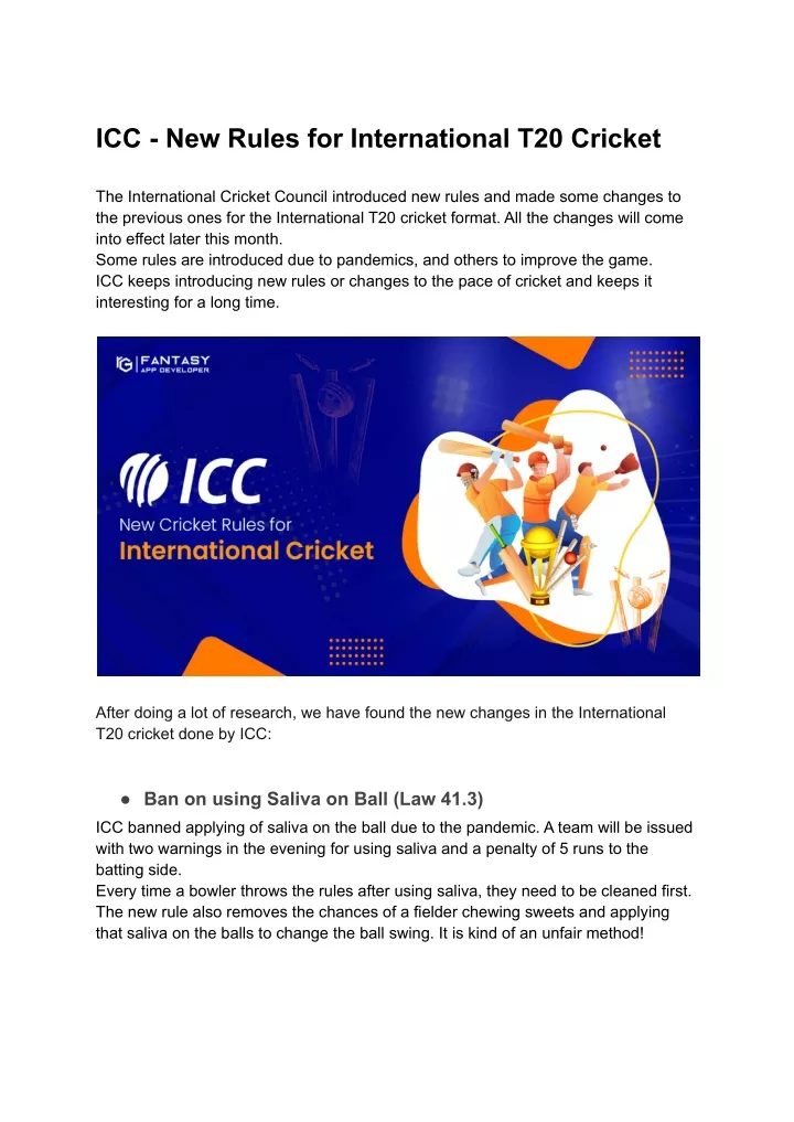 icc new rules for international t20 cricket