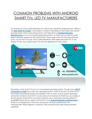 COMMON PROBLEMS WITH ANDROID SMART TVs  LED TV MANUFACTURERS