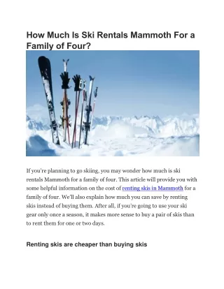 How Much Is Ski Rentals Mammoth For a Family of Four