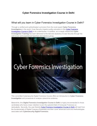 cyber forensics investigation course in delhi