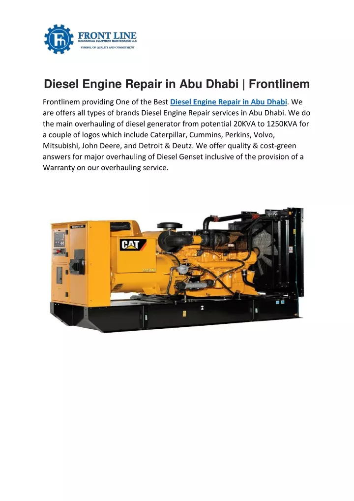 diesel engine repair in abu dhabi frontlinem