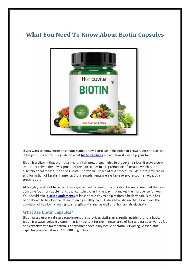 what you need to know about biotin capsules
